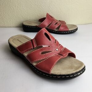 Croft & Barrow CB Piper Red 8.5M Slip On Slide Sandal Hook & Loop